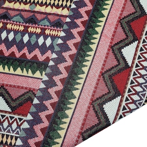 Pink, Red, Thai Woven Fabric, Chevron, Tribal,Native Cotton, Ethnic, Craft Supplies Woven,Textile 1/2 yard,(WFF364)