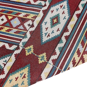 Thai Woven Fabric, red, yellow, Geometric, Tribal,Native Cotton,by the yard, Ethnic, Craft Supplies, Woven,Textile, 1/2 yard,(WFF340)