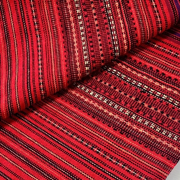 Verada-Thais rood geweven katoen: gestreept tribal textiel (1/2 werf) WF2