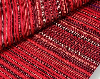 Veradacraft Thai Red Woven Cotton Fabric with Striped pattern,Tribal Fabric,Native Fabric,Ethnic Aztec Craft Supplies Textile 1/2 yard (WF2)