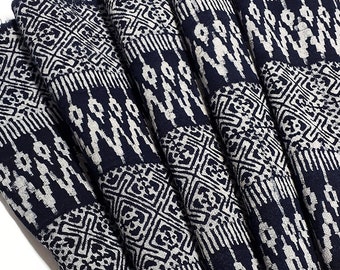 Thai Hand printed Fabric,Natural Cotton Fabric,by the yard Hmong Fabric,Hill Tribe Fabric,Vintage Fabric,Batik Fabric,Indigo Blue HFI14