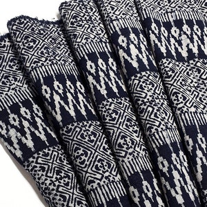 Thai Hand printed Fabric,Natural Cotton Fabric,by the yard Hmong Fabric,Hill Tribe Fabric,Vintage Fabric,Batik Fabric,Indigo Blue HFI14