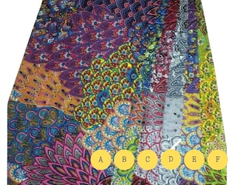 Verada-Vivid Peacock Pattern Rayon Fabric: Sewing Material by the Yard