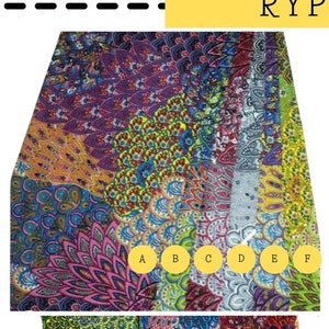May include: A fabric swatch with nine different patterns. The patterns are labeled with letters A through I. The colors of the patterns include hot pink, blue, green, red, gray, black, purple, orange, and sky blue.