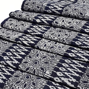 Thai Hand printed Fabric,Natural Cotton Fabric by the yard,Hmong Fabric,Hill Tribe Fabric,Vintage Fabric,Batik Fabric,Indigo Blue HFI7