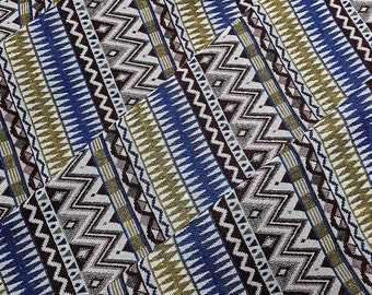 Blue, Yellow, Thai Woven Fabric, Chevron, Tribal ,Native, Ethnic,Aztec,Craft Supplies Woven,Textile 1/2 yard,(WFF231)