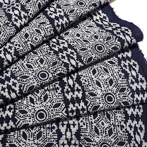 Thai Hand printed Fabric,Natural Cotton Fabric,by the yard Hmong Fabric,Hill Tribe Fabric,Vintage Fabric,Batik Fabric,Indigo Blue HFI9