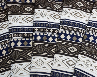 Thai Woven Fabric, blue, white, Geometric, Tribal ,Native, Ethnic,Aztec,Craft Supplies Woven Textile 1/2 yard (WFF192)