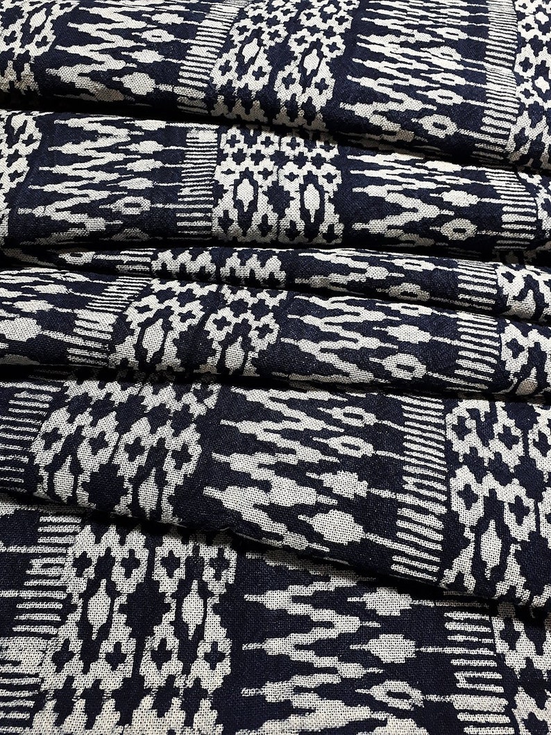 Thai Hand printed Fabric Natural Cotton Fabric by the yard Hmong Fabric Hill Tribe Fabric Vintage Fabric Batik Fabric Indigo HFL12