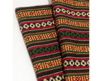Tela de algodón tejida tailandesa Verada: textil tribal azteca, suministros para manualidades (1/2 yarda) WF31
