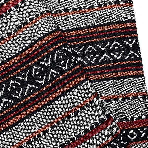 Gray black Geometric pattern Thai Woven Cotton Fabric,Tribal Native by the yard Ethnic Aztec Craft Supplies Woven,Textile 1/2 yard,(WF147)