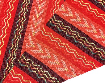 Red, Orange, Thai Woven Cotton Fabric, Geometric, Tribal ,Native, Ethnic ,Aztec,Craft Supplies Woven,Textile 1/2 yard,(WF327)