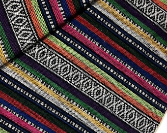 Thai Woven Cotton Fabric, black, pink, Geometric, multi-color, Tribal,Native, Ethnic,Aztec,Craft Supplies, Woven Textile, 1/2 yard,(WF11)