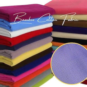 Bamboo Cotton Fabric by the yards &quot;Solid Pattern&quot; in 40 colors
