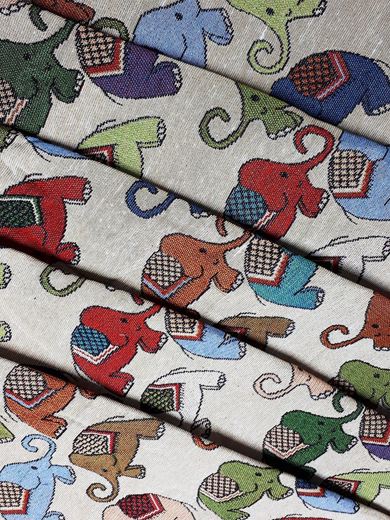 WFF222 Veradacraft Woven Fabric Tribal Fabric Cotton Fabric Ethnic fabric Craft fabric Craft Supplies Woven Textile Elephant 12 yard