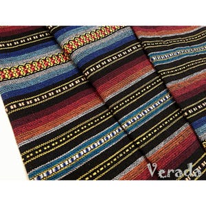 Verada-Thai Woven Cotton Fabric: Red, Blue, Black Geometric Textile (1/2 Yard) WF8