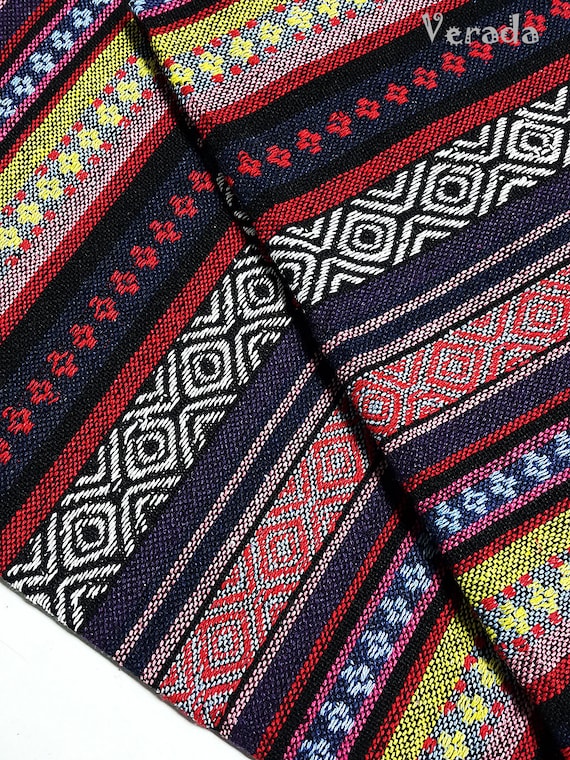 WFF256 Veradacraft Thai Woven Fabric Tribal Fabric Native Cotton Fabric Ethnic fabric Craft fabric Craft Supplies Woven Textile 12 yard