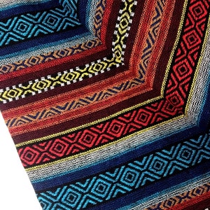 Thai Woven Fabric, blue, red, Geometric, Tribal ,Native , Ethnic ,Aztec ,Craft Supplies Woven Textile 1/2 yard, (WF18)