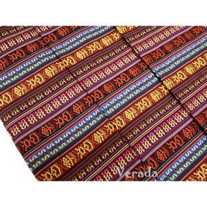 Tessuto Verada-Thai: cotone tribale geometrico giallo arancione, 1/2 iarda FF4