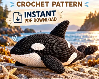 Orca Crochet Pattern, Realistic Killer Whale Amigurumi PDF, Ocean Animal Plush Tutorial, Whale Crochet Pattern
