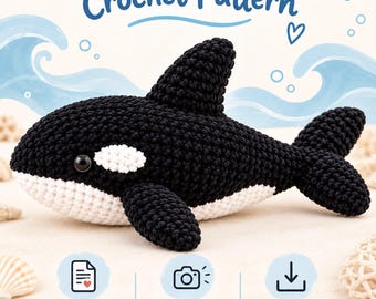 Orca Crochet Pattern, Realistic Killer Whale Amigurumi PDF, Ocean Animal Plush Tutorial, Whale Crochet Pattern