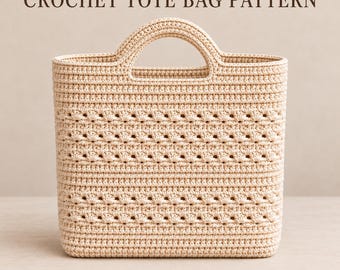 Crochet Tote Bag Pattern PDF, Market Bag Crochet Pattern, Textured Shell Stitch Cotton Tote