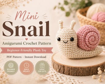 Snail Crochet Pattern PDF, Mini Amigurumi Snail Keychain, Crochet Bag Charm Pattern