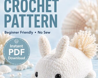 Sea Bunny Crochet Pattern PDF, Kawaii Amigurumi Plush Toy (Beginner Friendly)