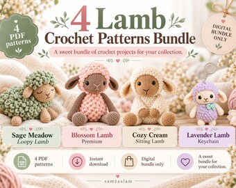 Lamb Crochet Pattern PDF, Sheep Crochet Patterns, Amigurumi Lamb and Sheep Set