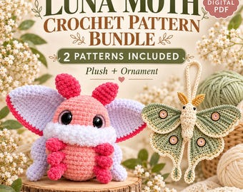 Moth Crochet Pattern PDF, Luna Moth Crochet Pattern, Crochet Luna Moth Plush