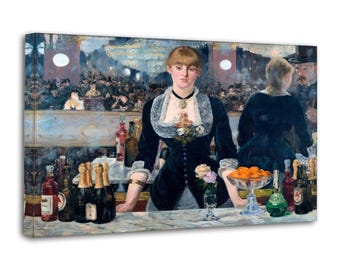 フォリー・ベルジェールのバー - エドゥアール・マネの手描き油絵複製