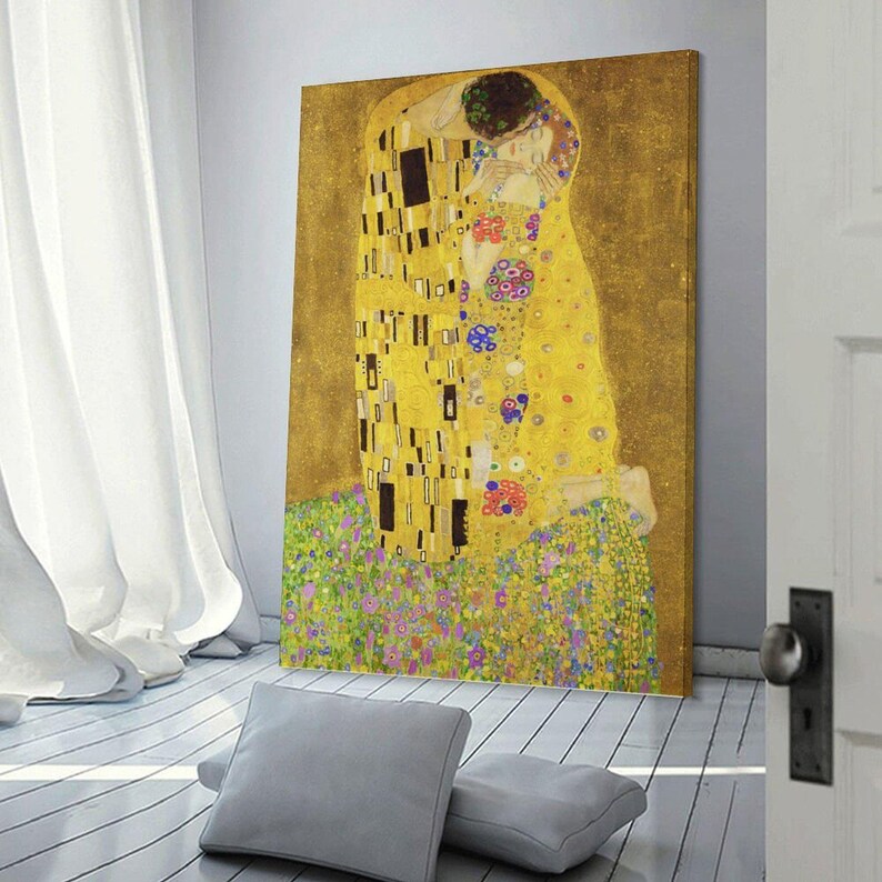 The Kiss Romantic Poster Wall Art Painting Canvas Gift Living Room ...