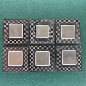 6 pcs INTEL PENTIUM Black Fiber Vintage CPU Processor-Untested Computer Chip for Collecting, Parts, Gold Recovery, Mixed Media Art & Crafts
