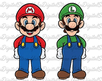 Mario and Luigi PNG Brothers Cartoon Design