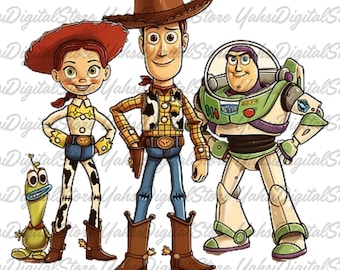 Cartoon Story Friends Png, Cute Cowboy and Space png, Funny Friendship png, Digital Download
