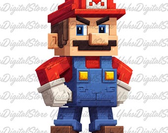 Super Mario 3D Pixel Art PNG Clipart (Digital Download)