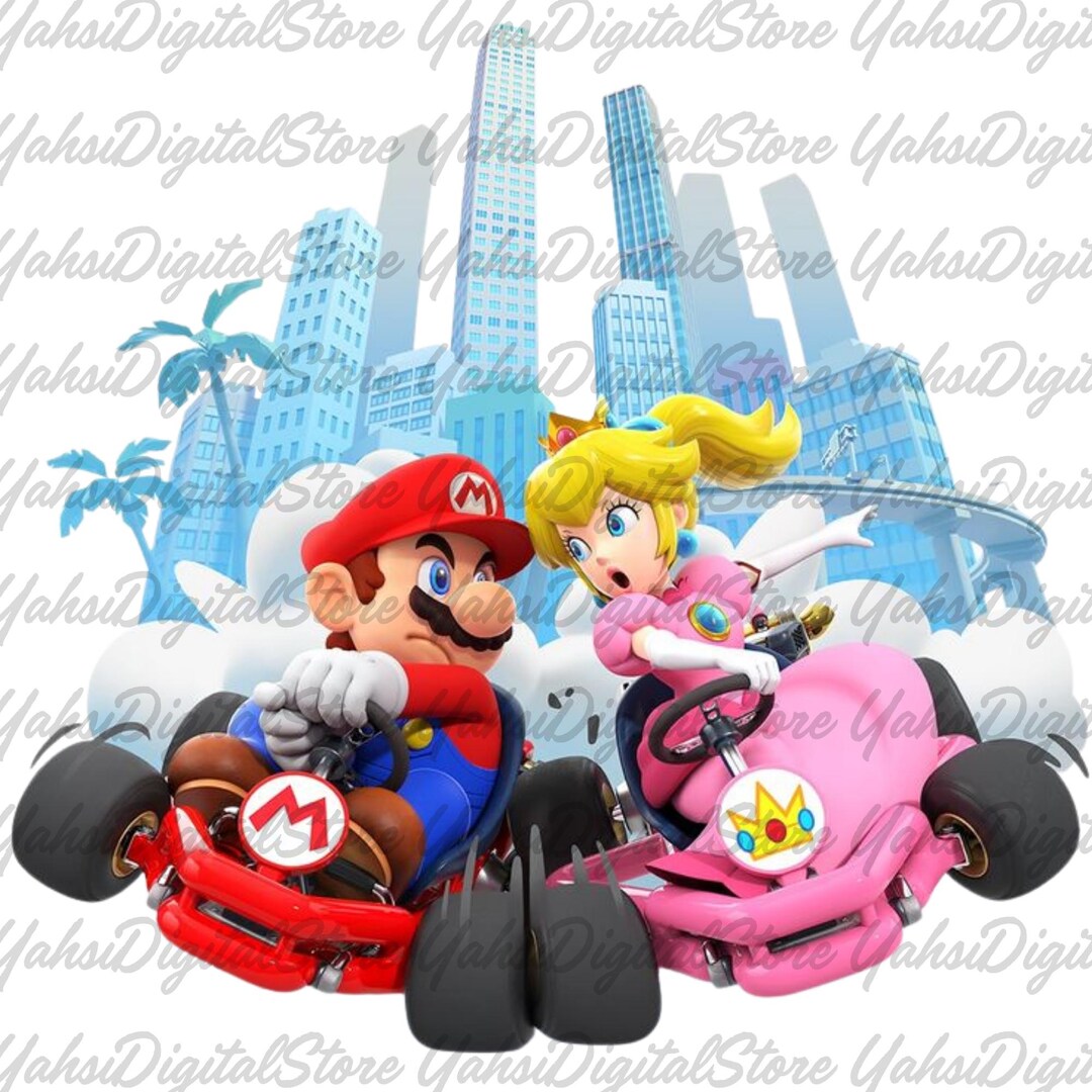 Peach Racing Mario Peach Racing PNG | Game Couple Action Clipart | Valentine Kart ...
