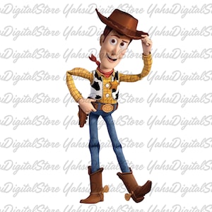 Puede incluir: Un personaje de dibujos animados de un vaquero, con un sombrero marrón, una camisa a cuadros amarilla, un chaleco con estampado de vaca, vaqueros azules y botas marrones. El vaquero sonríe y se quita el sombrero. Tiene una bandana roja y una funda con una pistola.