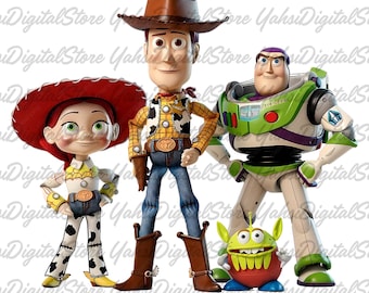 Cartoon Story Friends Png, Cute Cowboy and Space png, Funny Friendship png, Digital Download