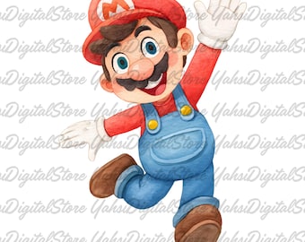 Super Mario Retro Clipart PNG, Printable Mario Design (Digital Download)