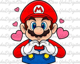 Mario Valentine PNG – Hand Heart Design (Digital Download