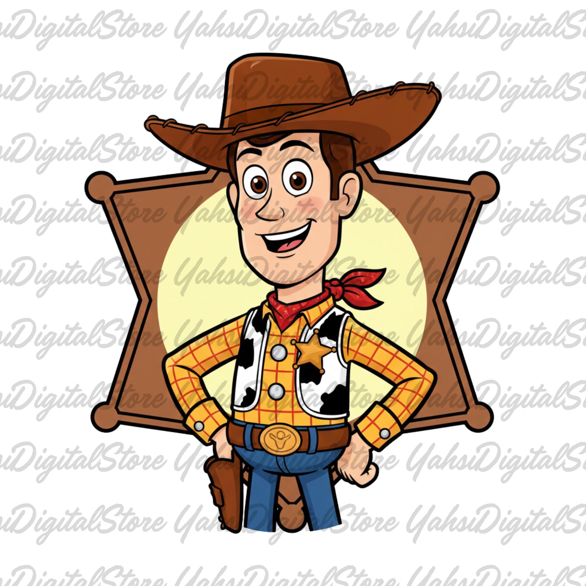 Woody Rookie Sheriff Cartoon PNG – Toy Story Cowboy Character Design - Etsy