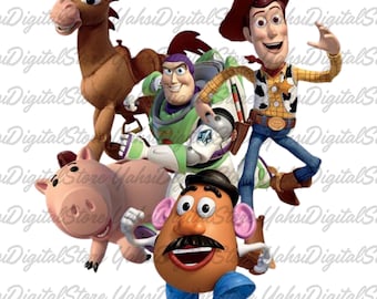 Cartoon Cowboy and Space Friends PNG, Funny Friendship (Digital Download)