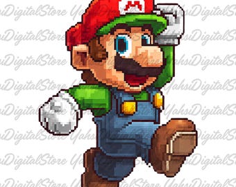 Super Mario Retro Clipart PNG, Printable Design (Digital Download)