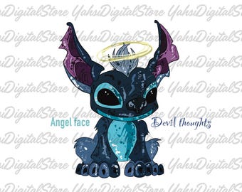 Stitch PNG, Lilo And Stich Png, Groovy Cartoon Character PNG, Digital Download, Pastel Boho PNG,Cute Floral Disney Stitch Sublimation Design