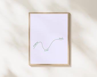 Progress Is Not Linear Poster, Motivational Mental Health Decor, Inspirational Quote, Therapy Office Digital Art