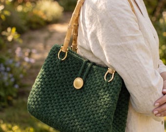 Chunky T-Shirt Yarn Crochet Bag PDF Pattern, Bobble Stitch Clutch DIY, Chunky Pouch Tutorial(Digital Download)