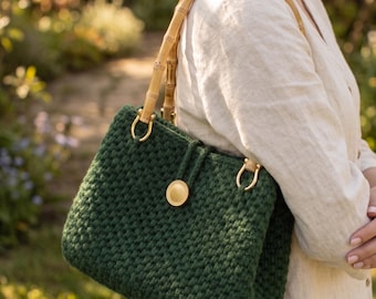 Chunky T-Shirt Yarn Crochet Bag PDF Pattern, Bobble Stitch Clutch DIY, Chunky Pouch Tutorial(Digital Download)