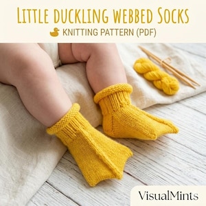 Duck Socks Knitting Pattern PDF, Baby Webbed Booties Tutorial, Animal Nursery Wearable DIY(Digital Download)