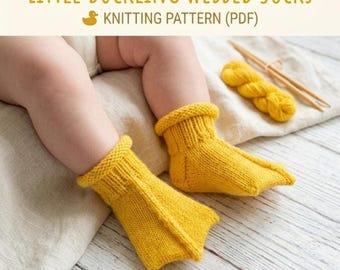 Duck Socks Knitting Pattern PDF, Baby Webbed Booties Tutorial, Animal Nursery Wearable DIY(Digital Download)